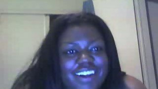 Happy giggling amateur dark skinned webcam BBW exposed all her huge body