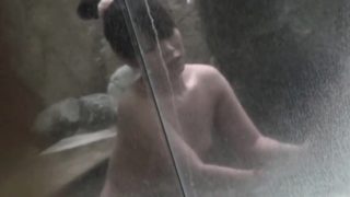 Asian teens showering