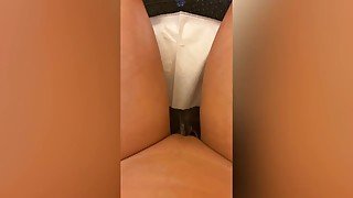 Cute girl from Ukraine pisses in the toilet of the train