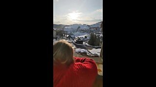 Public balcony Doggyfuck with Big Ass Bitch - Cumshot over Ass!