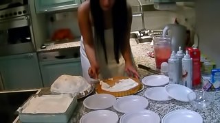 Impassioned pornstars enjoying a messy kitchen party