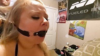 Mister Rockwell Dominates Haley Parker While Gagged, Anal Fingering, Flogged & Spanked with A Board