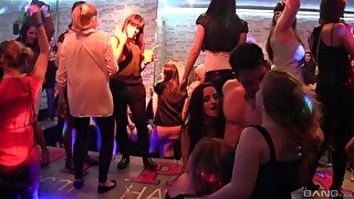 Hardcore fucking between lot of horny guys and HOT pornstars