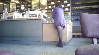 beautiful legs at coffee shop