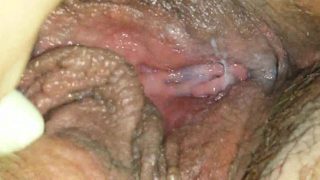 Horny amateur wet MILF muff - closeup