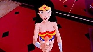 Fucking Wonder Woman and cumming on her back POV - DC Comics Hentai.