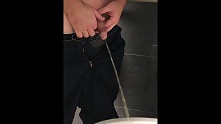 At Work Masturbation, I removed my shirt in the bathroom before pissing and cumming