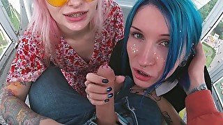 Risky ferris wheel blowjob w slutty teens