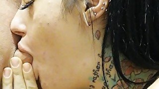 Pretty Tattoo Girl suck dick - Massive cum load in mouth