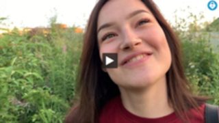 public outdoor blowjob with creampie from shy teen girl in the bushes