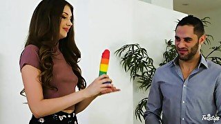 Russian sex doll with big ass Elena Koshka takes a big brown cock