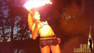 Dragon Queen KiraKandella Pyro Spins Fire and Burns Her Tgirl Cock and Body