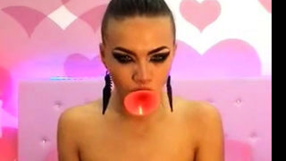 Pink dildo deepthroating by a hot chick DTD