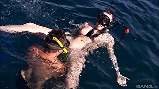 Balls deep fucking while diving with desirable chick Sabine Mallory