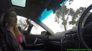 Dirty chick gobbles up a thick rod in the car