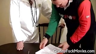 Cute granny fucking her doctor