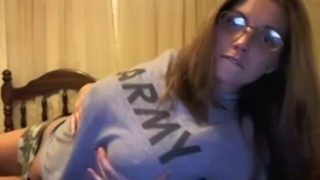 Big tit army wife masturbating with a toy on webcam