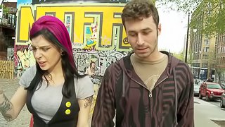 Joanna Angel and her friend work on a cock for a mouth full of jizz