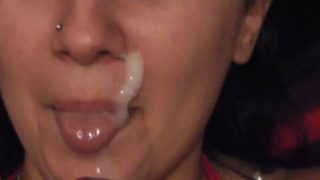 Cute GF Tia teasing her hubby until he cums on her face