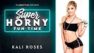 Aesthetic chick in sexy lingerie Kali Roses shows off her skills