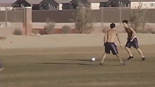 Athletic amateurs bareback after soccer