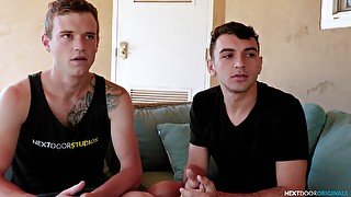 Naked twinks try bareback anal sex on cam