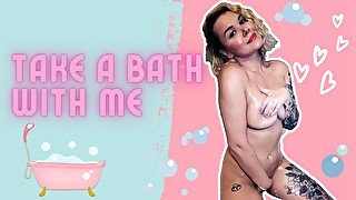 Take a bath with me. Striptease, anal, dildo ride, real orgasm