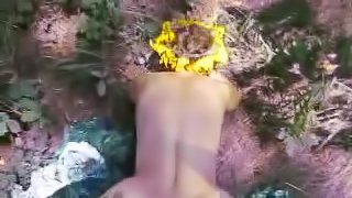 Girl with hot ass gets fucked doggy style outdoors