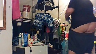 buttcrack doing chores - big shorts keep falling down