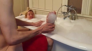 Bath time pampering for Lady Dalia and a golden reward for slave!