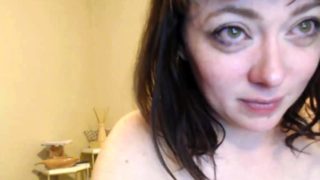 Buxom young brunette fucked rough and facialized on webcam