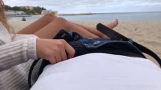 Public handjob and sex with tiny girl on beach in Bali