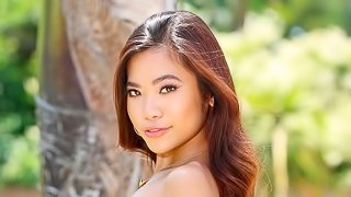 Lusty Asian teen Vina Sky gets fucked in the doggy style pose