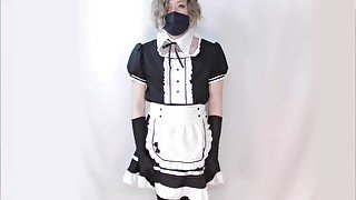 Femboy Maid Rides on Dildo and Cums then Shoots Again with Hand Job!