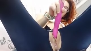 Hot Slut Dildos Pussy Through Jeans 2