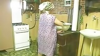 Horny Granny Masturbates With Sex Toy Then Sucks Cock and Gets Facialized