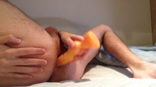 Dildo and fleshlight fun in bed