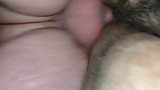 fucking the wife,s hairy pussy with cock ring and head gland ring