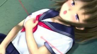 Anime cutie in school uniform masturbating pussy