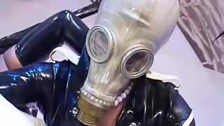 Crazy rubber and gas mask kink threesome starring lesbians