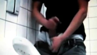 azeri Jerking huge cock at public toilet