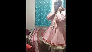 PVC Latex Sissy Cosplay does breathplay and vibrator, Card Sakura