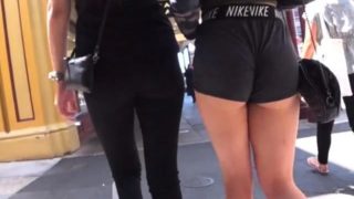 Street voyeur follows a sexy slender babe with a perfect ass