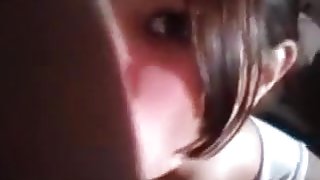 Cute girl cleans up after facial and swallows all the cum