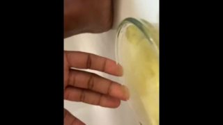 Phat pussy Pee in the clear bowl