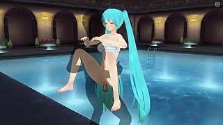 3D HENTAI Miku fuck Lifting pose