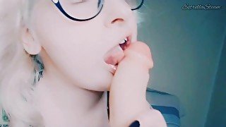 Giving a blowjob to my dildo