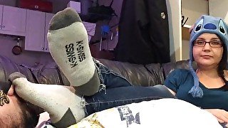 Nerdy Teen in Glasses Stinky Sock Removal, Foot Worship & BJ