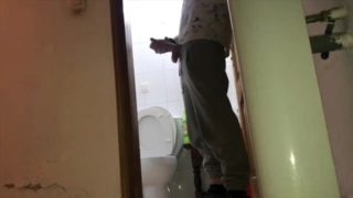 Piss and cum on the door in public toilet!