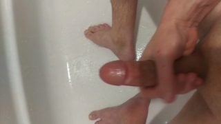 Jerking off my big dick in the shower